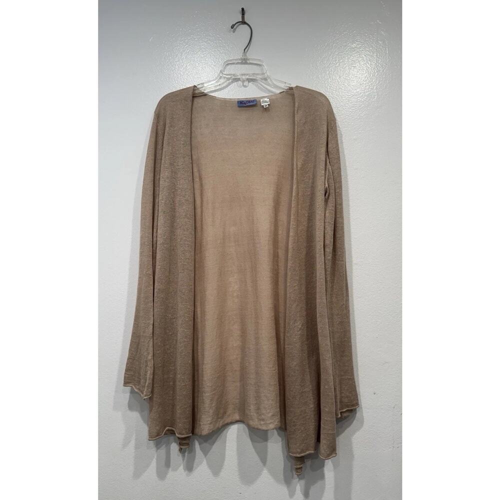 Acrobat Beige Linen Open Cardigan Women’s Size Medium Lagenlook Neutral Coastal‎